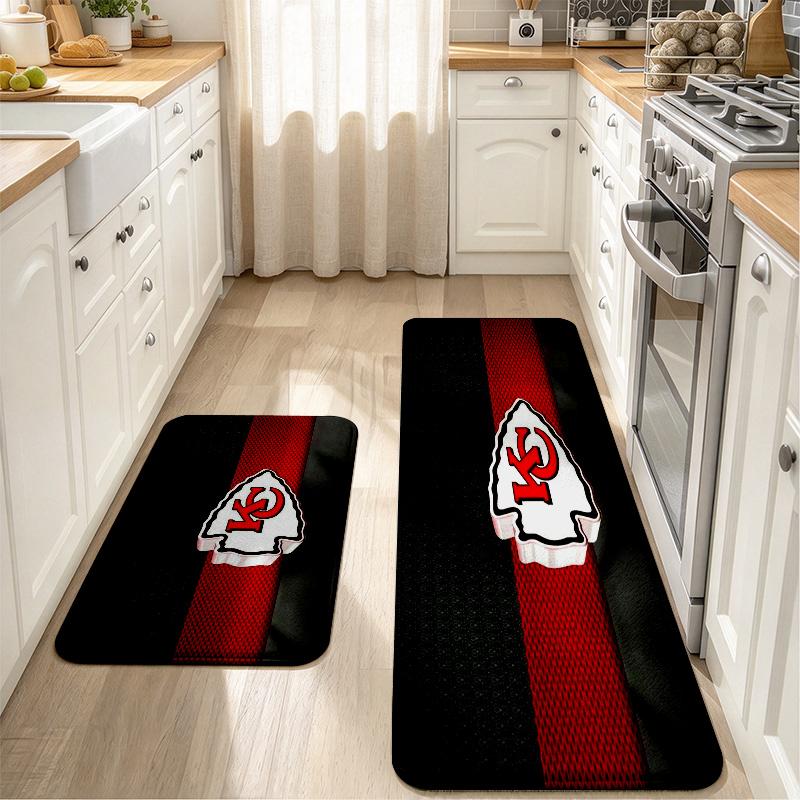 Kansas City Chiefs Flannel Kitchen Mat Christmas Soft Area Rug Non Slip Floor Carpet Home Decoration