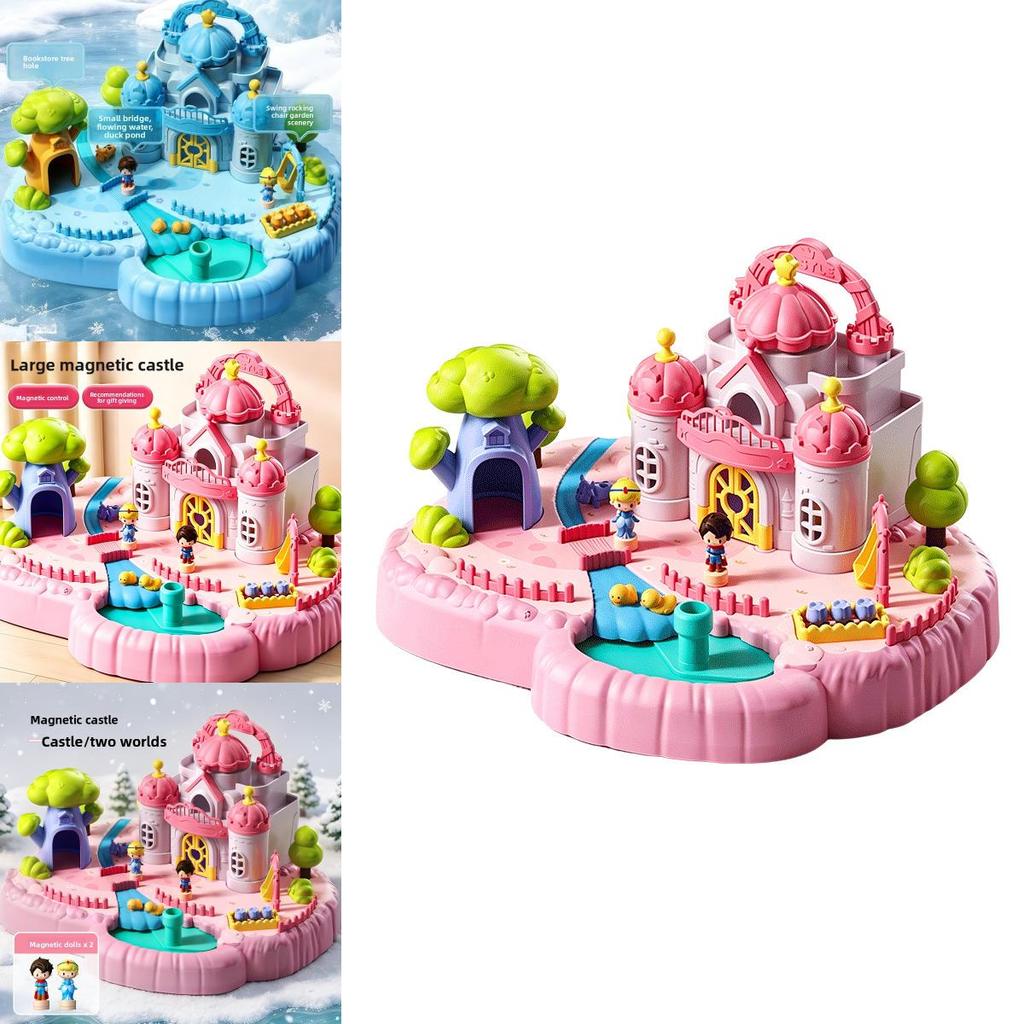 Magnetic Castle Playset For Kids With Realistic Doll Figures For Creative Imaginative Play