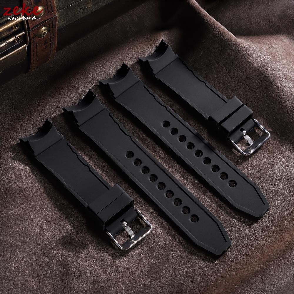 22/24/26mm Gummiarmbänder Gebogenes Ende Silikon Uhrenarmband für Seiko Tauchen Wasserdichtes Armband Herren Weiches Armband Universelles Armband