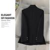 Damen Schwarz Zweireihiger Blazer Slim Mantel Frühling Herbst Business Formal Büro Anzugjacke Stilvolle Kleidung