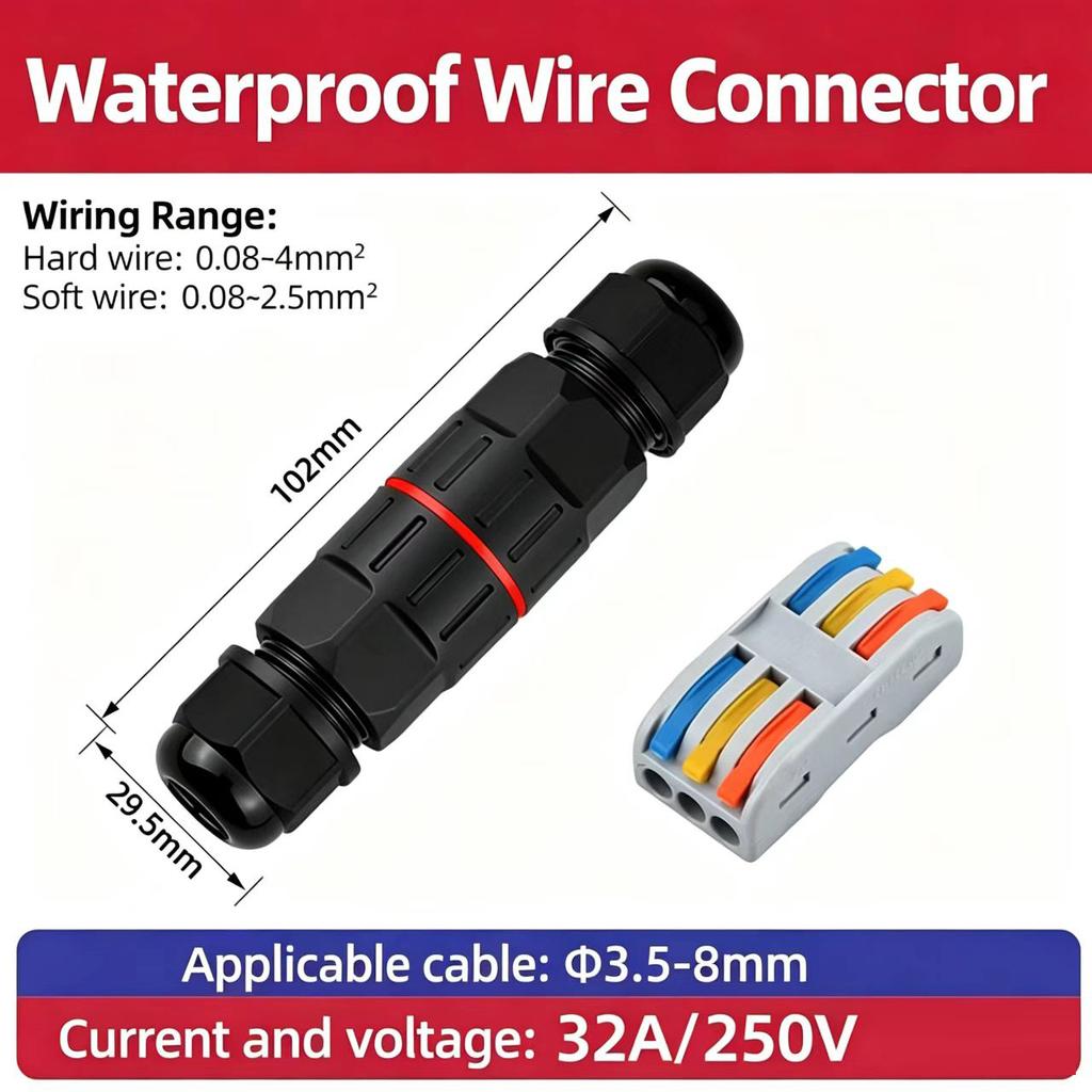 IP68 Waterproof Joint Wire Quick Connection Connector 2/3pin Wire Connectors LED Lamp Wiring Outdoor Rainproof Terminal