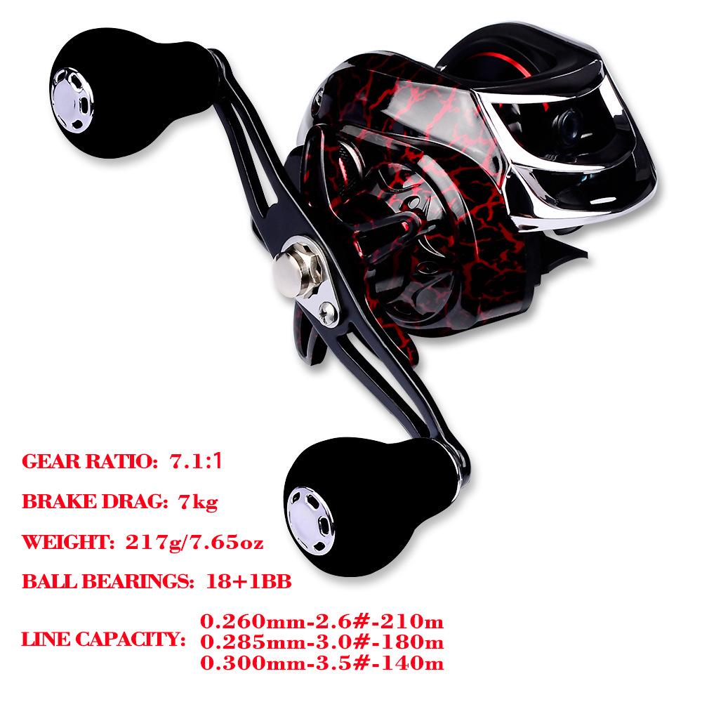 Magnetic Brake Bait Reel 18+1BB 7.2:1 Gear Ratio Maximum Resistance 10kg Metal Spool Fishing Reel Fishing Reel Freshwater Saltwater Universal