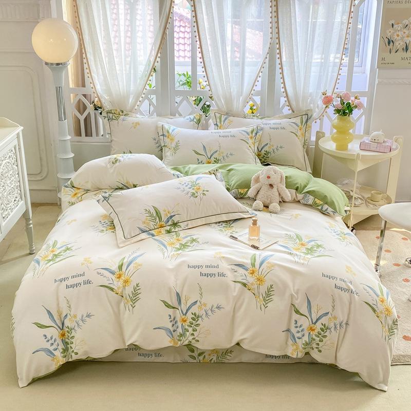 Luxury Thick 100% Cotton Printed Bedding Sets Super Soft Brushed Skin Friendly Duvet Cover Set Autumn and Winter Bed Linens
