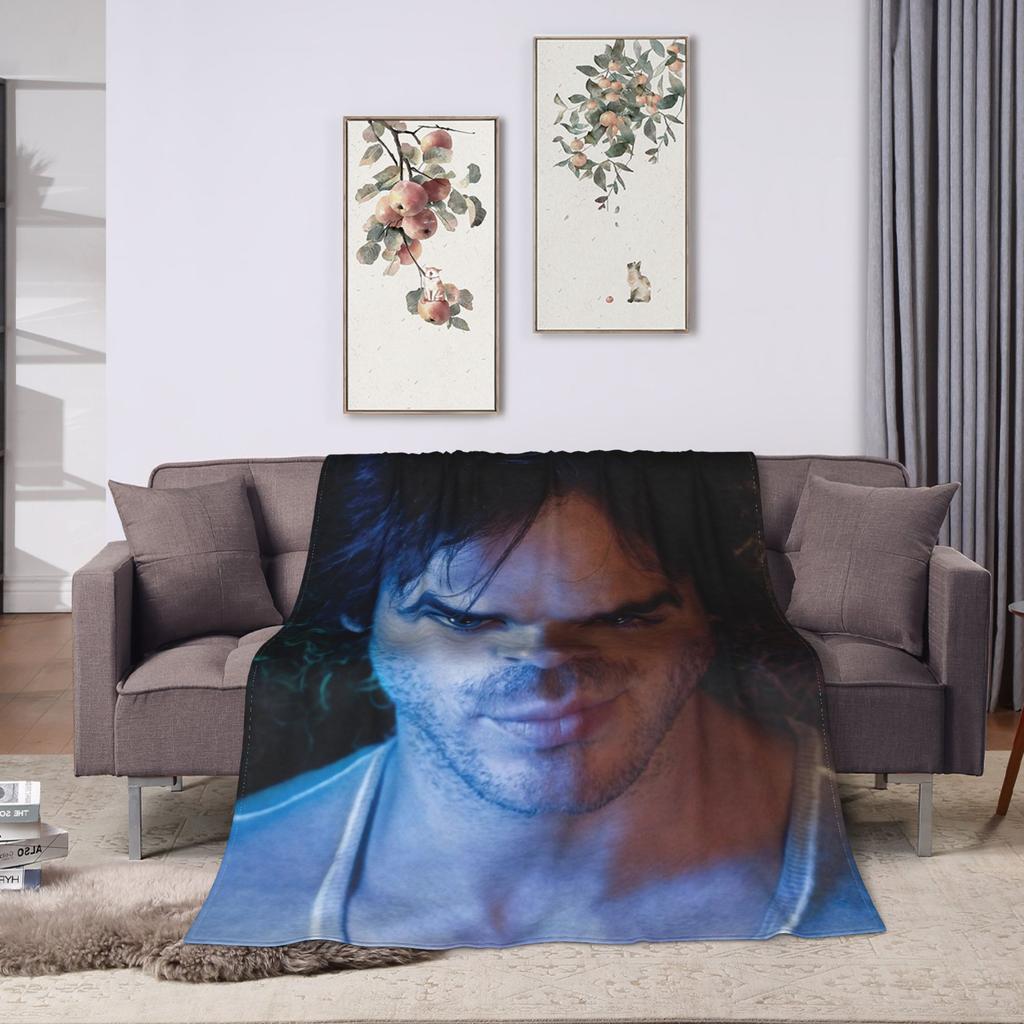 Ian Somerhalder Blankets Fleece Autumn/Winter Damon Salvatore Cat Multi-function Warm Throw Blanket for Bed Car Bedspreads