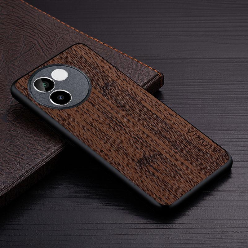 Case for Vivo S1 Pro V60 Lite V30 V30e V27 V27e V29e V17 Y04 4G 5G bamboo wood pattern Leather cover case for Vivo V60 Case