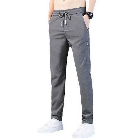 Calças Casuais Slim Retas Soltas de Seda Gelo Masculinas - Respiráveis, Leves, Elásticas, Calças de Verão para Esportes
