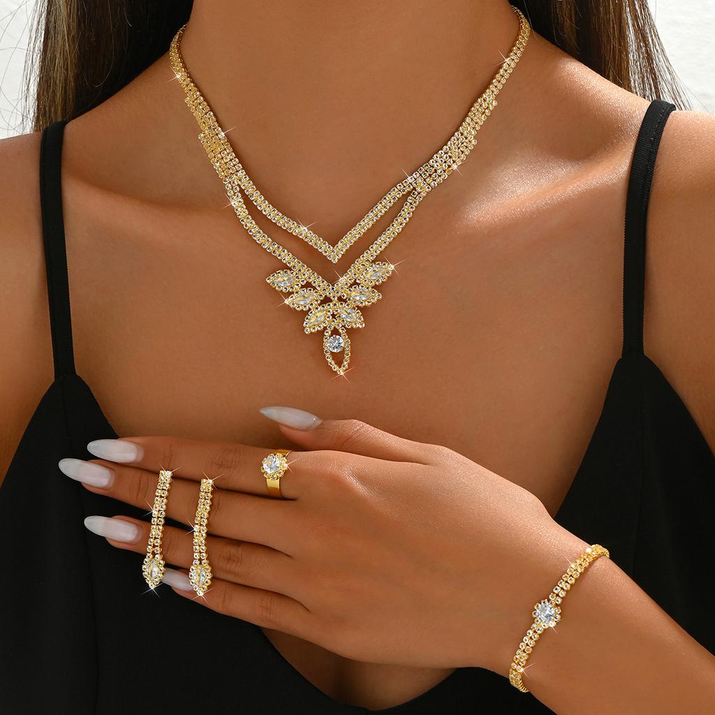 Zircon Necklace, Earrings, Bracelets, Rings, Party Wedding Dress, Accessories, Popular For Holiday Wear