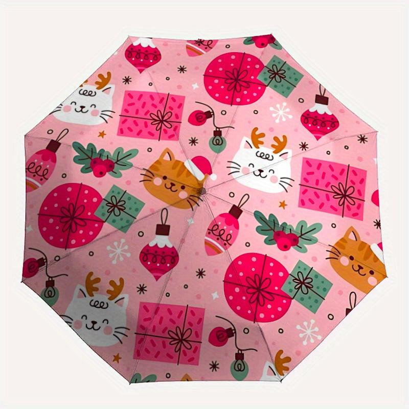 

1pc Christmas Cats Automatic Open/close, All-Season Portable Folding Umbrella, Travel, Everyday, Formal Events - Compact Luxury Parasol, Outdoor Acces