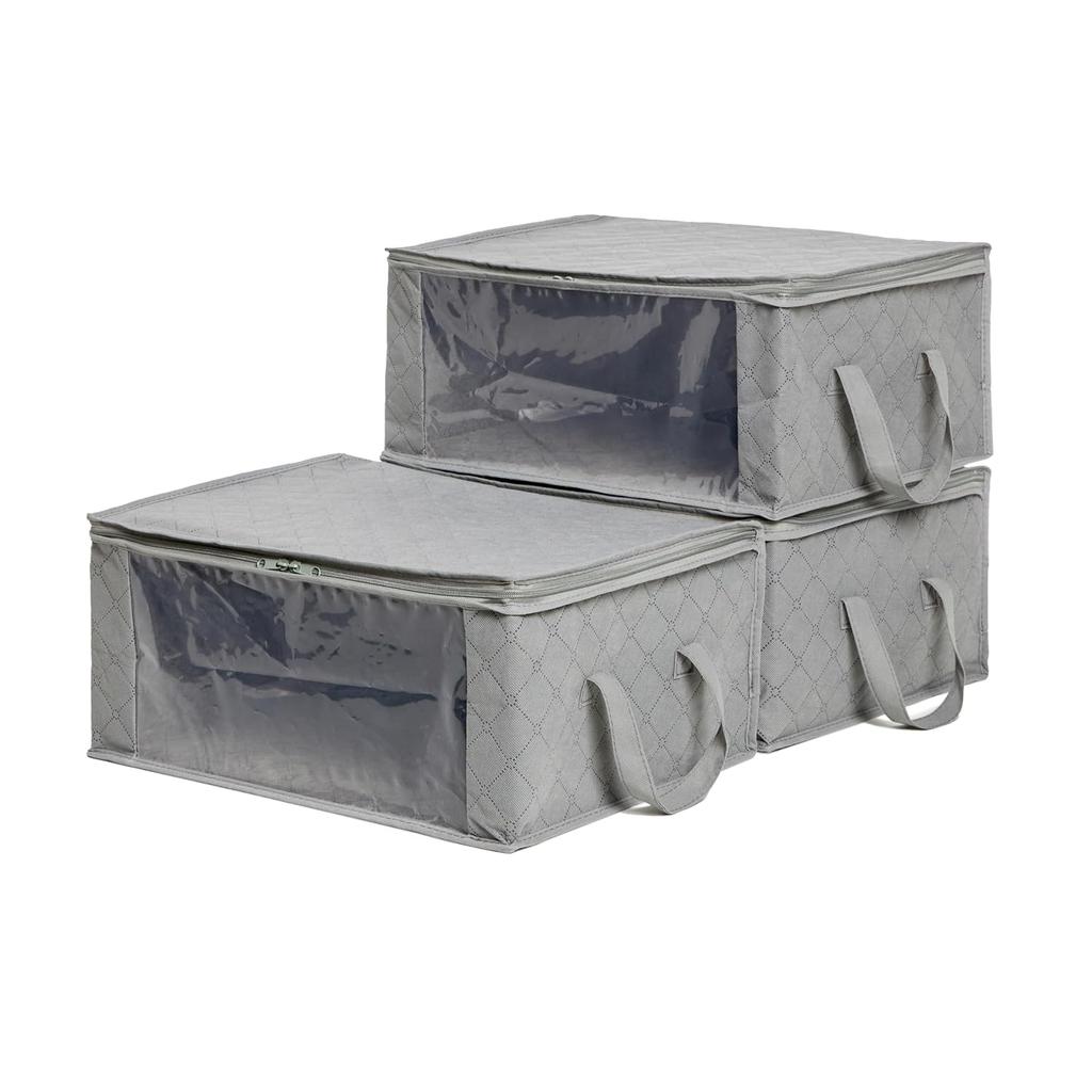 Basics Clothing Storage Case Box Foldable Non-woven Fabric Gray L Size Set 3