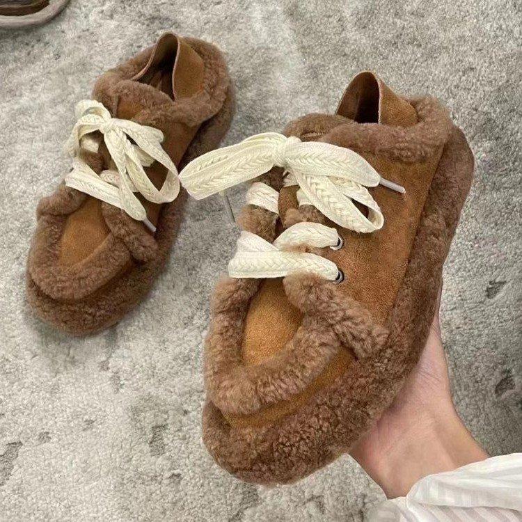 Зимние женские лоферы плюшевые на шнуровке плоская подошва с бантом женские балетки теплые лоферы шерстяные повседневные туфли меховые туфли-лодочки балетки zapatos mujer 38 3985₽