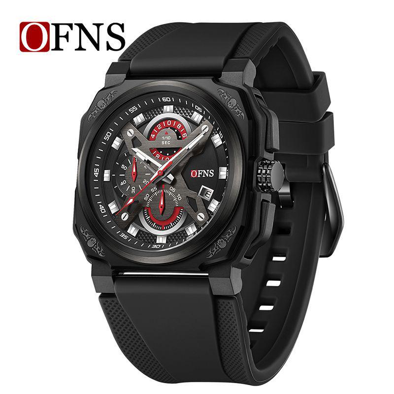 OFNS Men s Fashion Square Chronograph Quartz Watch with Calendar