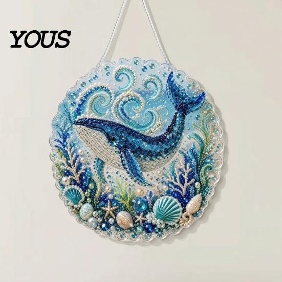 DIY Mosaic Craft for Adults Coastal Faux Pearl Painting Kit, Ocean Theme Art Stress Relief Creative Activity Sparkling Sea Animal Ornament