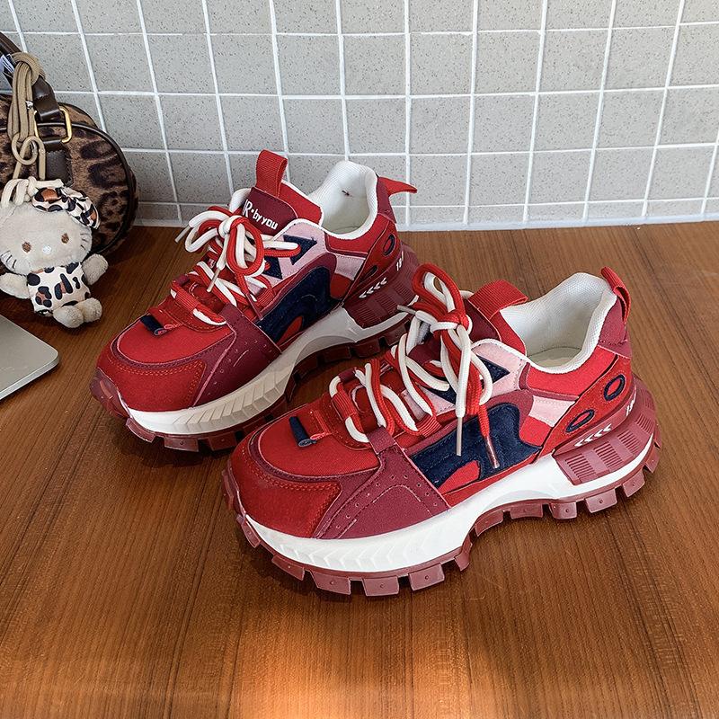 Fashion Fashion Trend Casual Thick Soled Shoes for Women's 2025 New Autumn Color Blocked Comfortable Versatile Low Top Platform sneakers