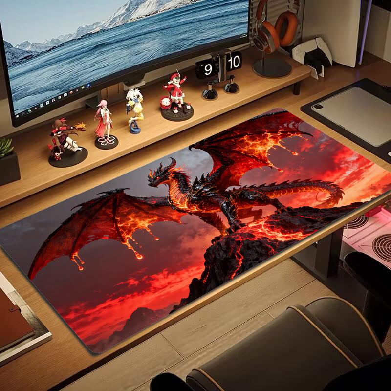 Dragon Art Color Mouse Pad Large Gaming Table Cushion Non-slip Laptop Tablet Big Mousepad XXL Mat Mini PC Playmat With Lock edge
