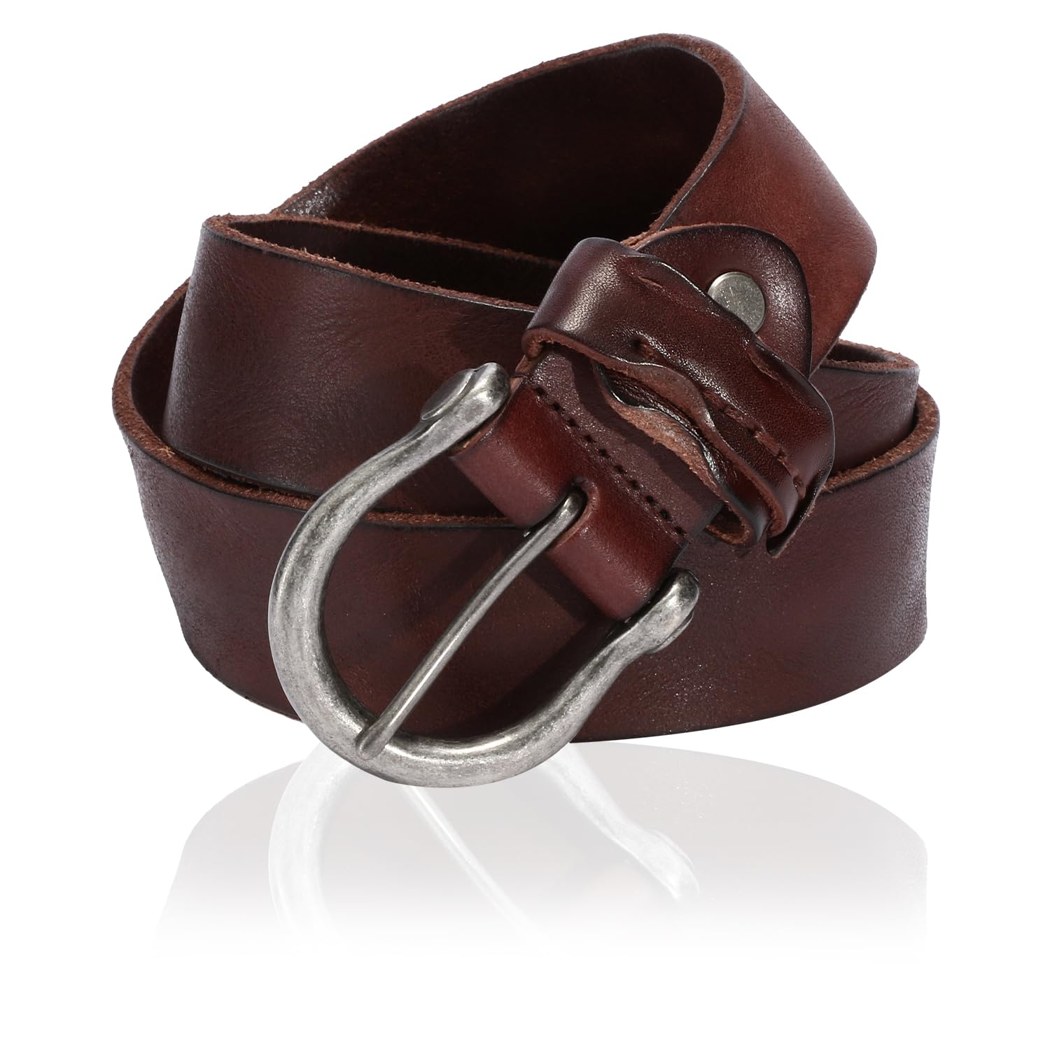 

[Laquest] Antique Leather Belt for Men, Genuine Cowhide Leather, Vintage Finish, Casual, Biker, Vintage Clothing, American Casual (Dark Brown)