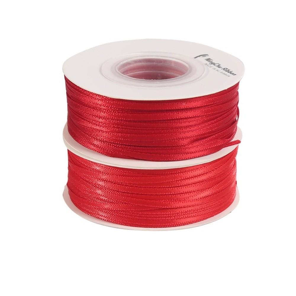 New 2mm Satin Ribbon DIY Double Sided Bow Making Ribbon Glossy Finish Solid Color Gift Packaging Ribbon Gift Box Decoration