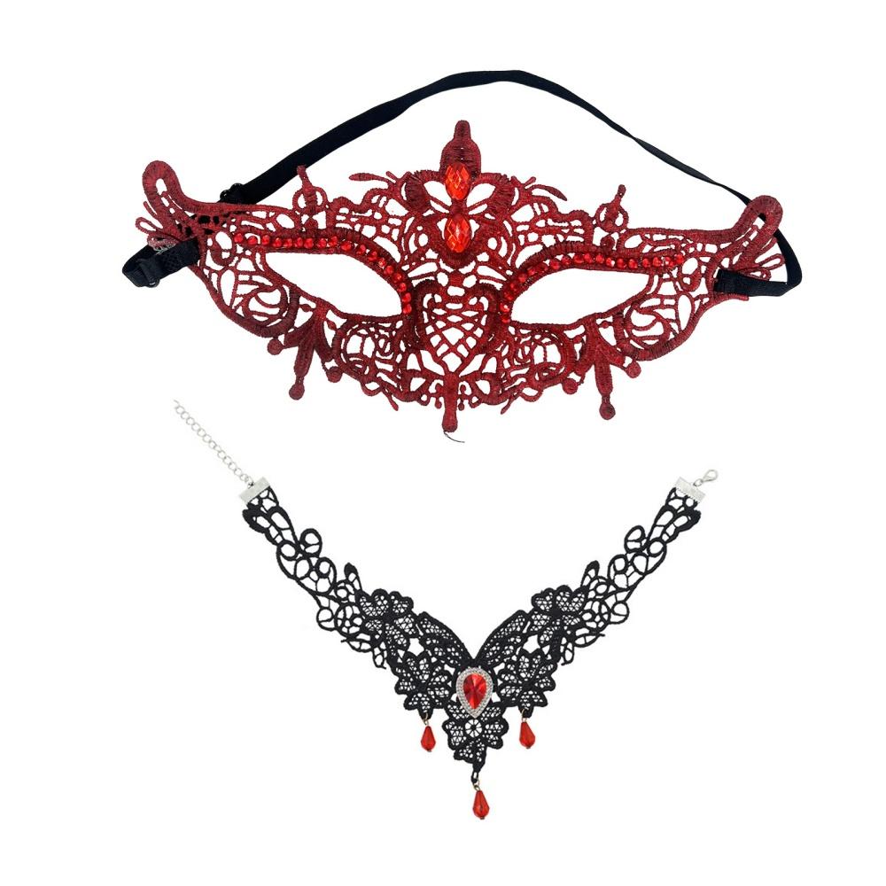 

Half-Face Painted Mask Comfortable Masquerade Mask Set Couple Masks Set Hand-Painted Venetian Carnival Masks For Costume Parties красный