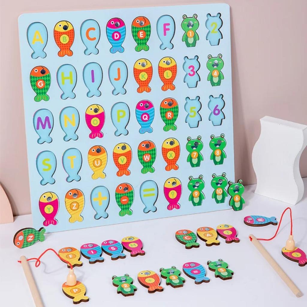 Magnetic Wooden Montessori Multifunctional Matching Board Digital Alphabet Cognition Puzzle Preschool Learning Educational Toys