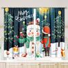 Christmas Snowman Tree Printing Curtain Polyester Material Suitable Bedroom Living Room Study Anti Curtains Set Of 2 Made Area Decor