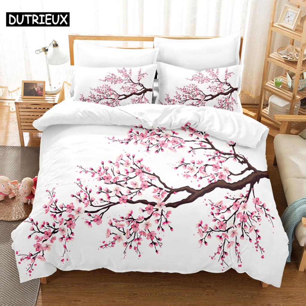 Floral Duvet Cover Sets Double Bed Scenic Quilt Cover Single Bed Queen Bedding Set With Pillowcase 220X240Cm 3Pcs 2Pcs Polyester