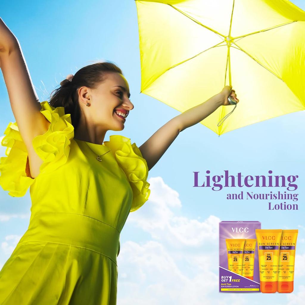 VLCC Anti Tan Sunscreen Lotion SPF 25 For Daily Sun Protection Hydrating Lightweight Formula 150 Ml Pack Of 2 Set