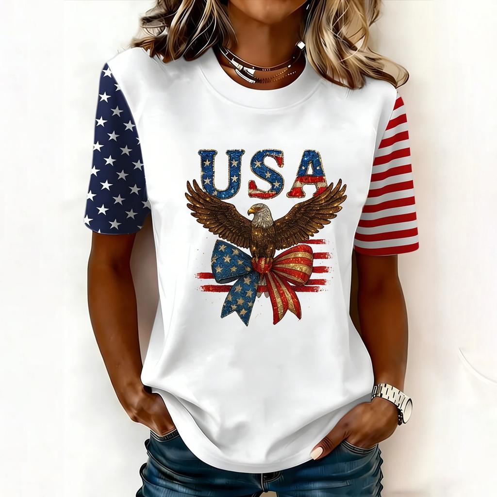 Women's Casual And Fashionable Short-sleeved Printed T-shirt Top