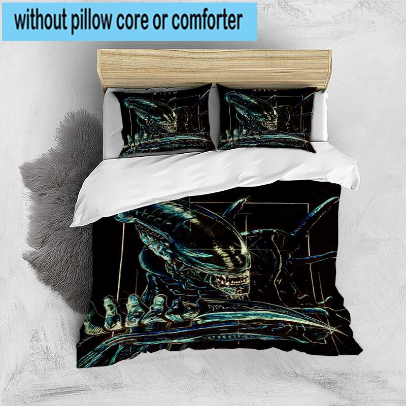 3PCS Alien Horror Artwork 3pcs Bedding,Including 3PCS Duvet Cover And 2pcs Pillowcases Perfect for Christmas,Ideal for Bedroom, Dormitory