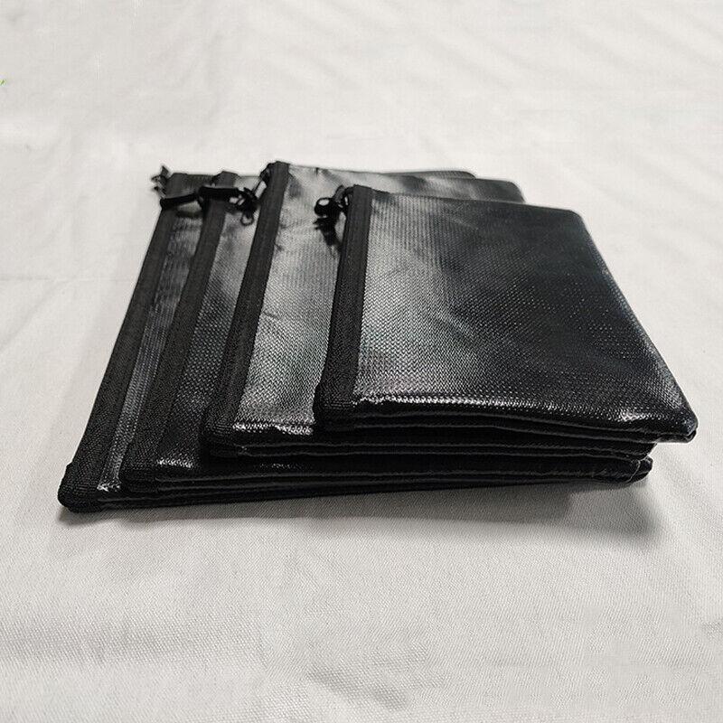 1PC Black Fireproof Faraday Bag for Car Keys File Safety Bag Protection Waterproof Portable File Storage Bag For Money Passport