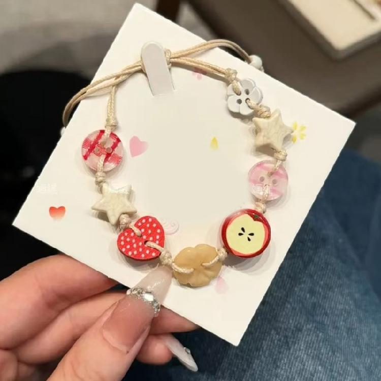 Practical Apples Designs Bracelet Jewelry Accessory for Stylish Girls Craft from Sturdy Resin for Trendy Look Styles