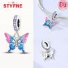 New Silver 925 Blue Dragonfly Butterfly Charms Beads Fit Original Bracelet for Women DIY Fine Jewelry Accessories Beads Gifts
