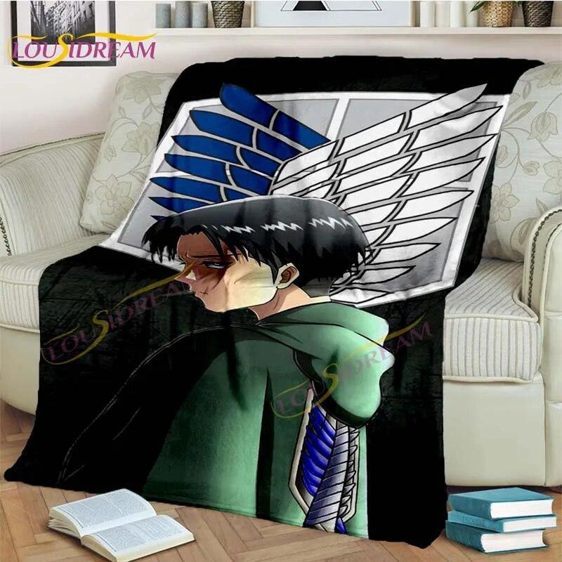Classic Anime Blanket Attack On Titan Blanket Eren Jaeger Blanket for Bedroom Sofa Livingroom Cartoon Blanket Children's Blanket