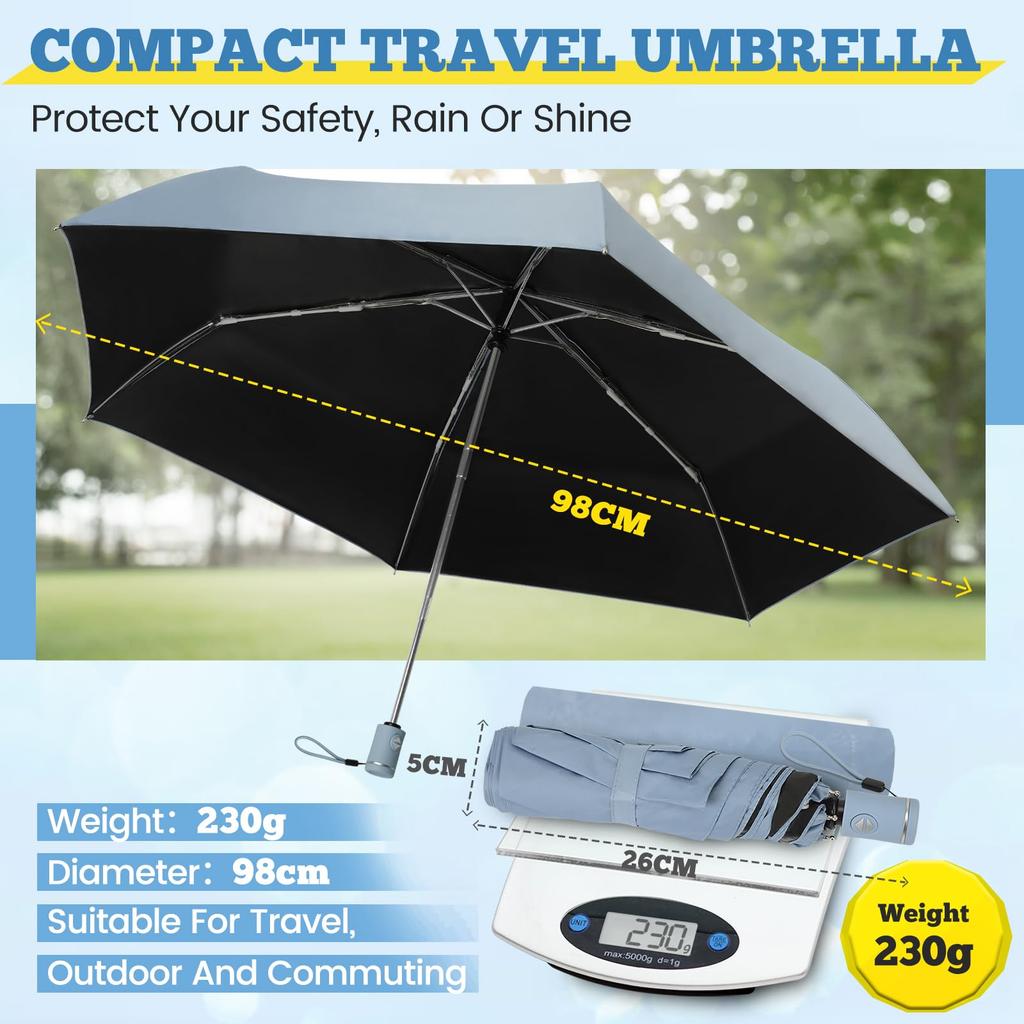 ZOMAKE Folding UV Aluminum Alloy Automatic Light Heat Suitable for Sun and Includes Storage Case Umbrella, Ultra-Lightweight, Protection,