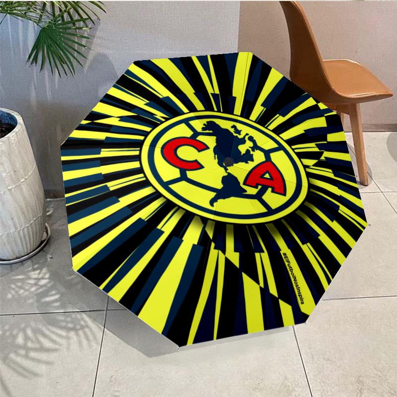 Club America Emblem Umbrella - Automatic Open/Close, Compact 8-Rib Lightweight Umbrella Essential for outdoorPicnic Accessory Fan Gifts