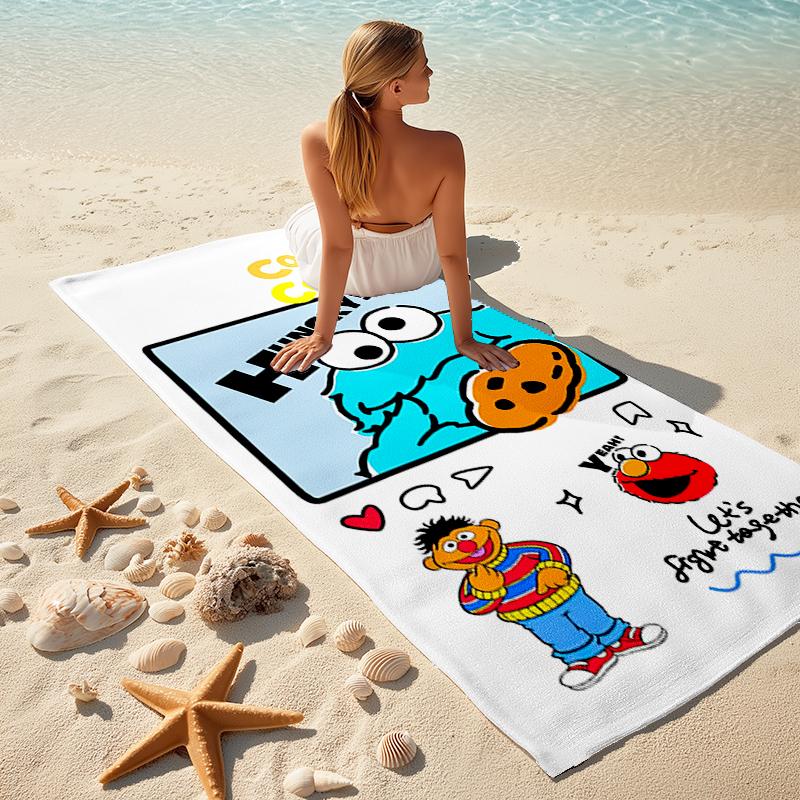 Sesame Street beach towel Outdoor camping Beach towel for vacation swim Outdoor pool Absorbent bath towel