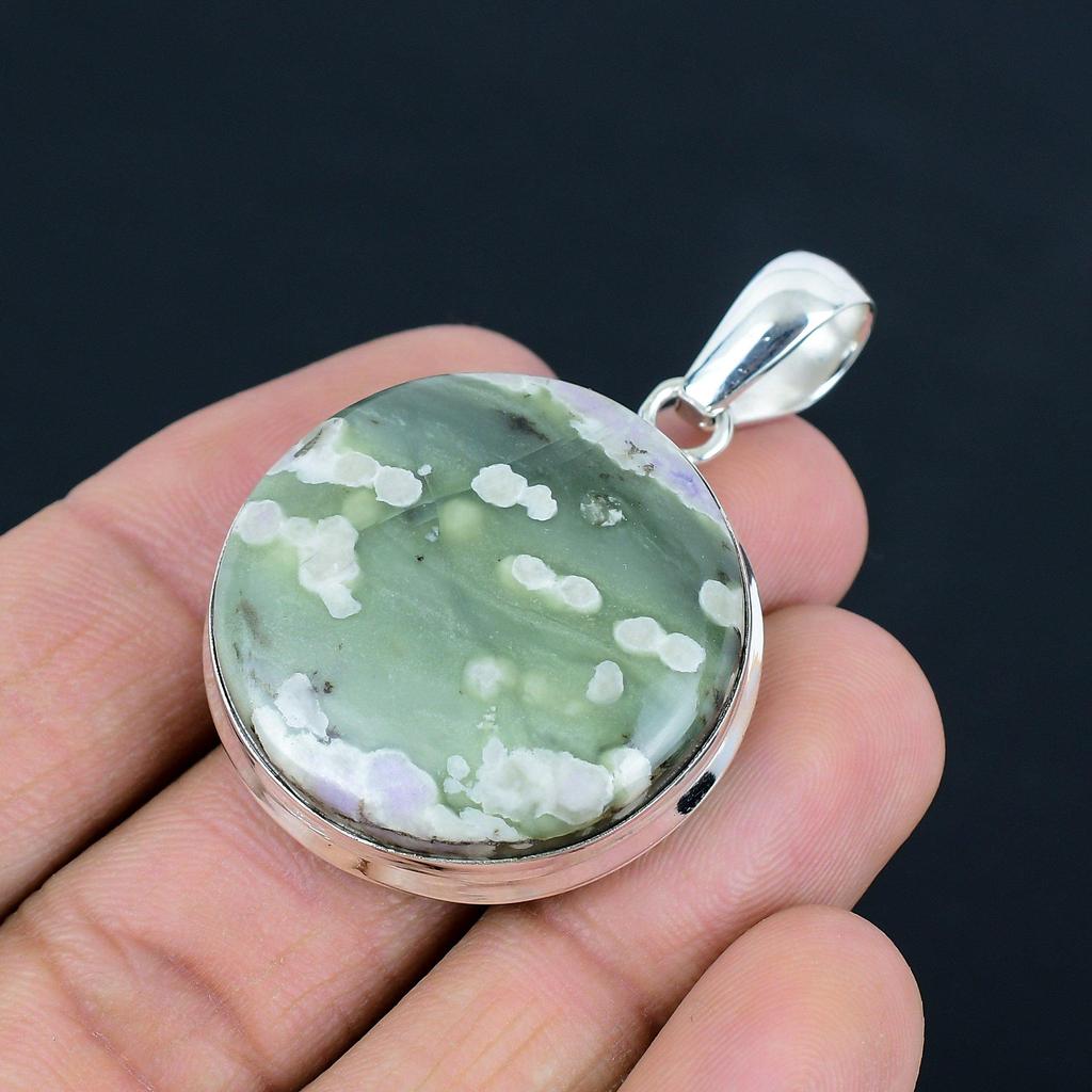 Natürlicher Ozeanjaspis Edelstein Anhänger, 925 Sterlingsilber, Anhängerschmuck, Handgefertigter Silberanhänger Schmuck zum Verschenken, Ostergeschenk