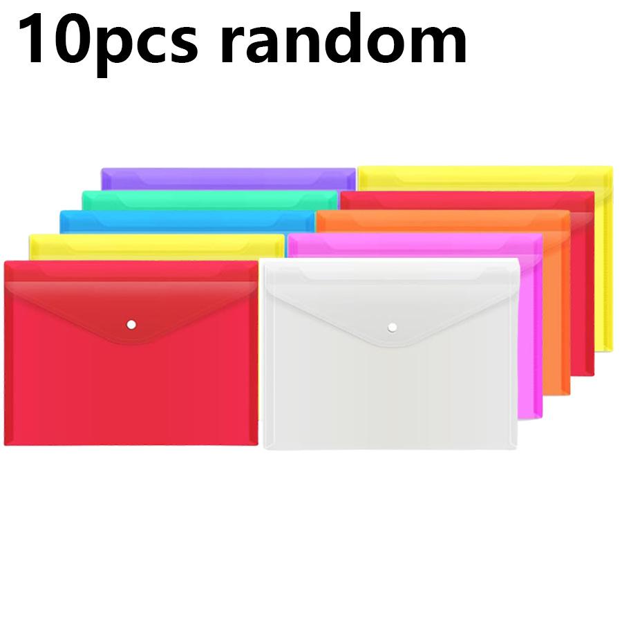 5/10pcs Plastic Envelopes A4 Size Folders for Documents Folders with Snap Closure Letter Size for School and Office Supplies JXB