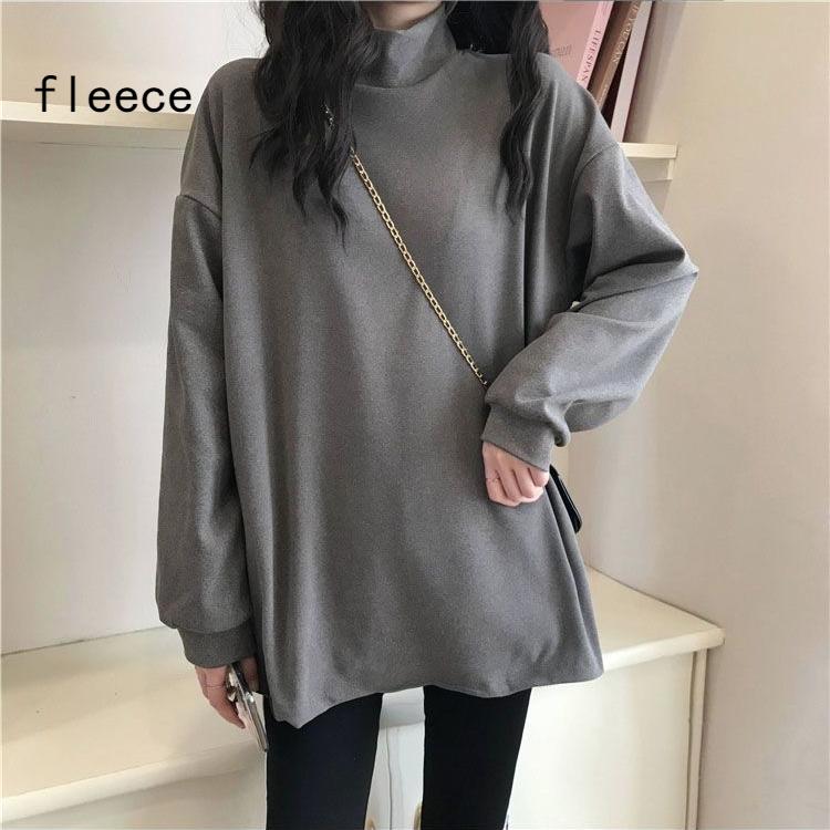 Fashion Turtleneck Solid Color All-match Hoodies Women Clothing Autumn New Oversized Casual Pullovers Loose Korean Hoodies