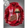 Men Fleece Lined Hoodie Santa Beer Christmas Tree Print Pullover Hooded Sweatshirt Holiday Hoody