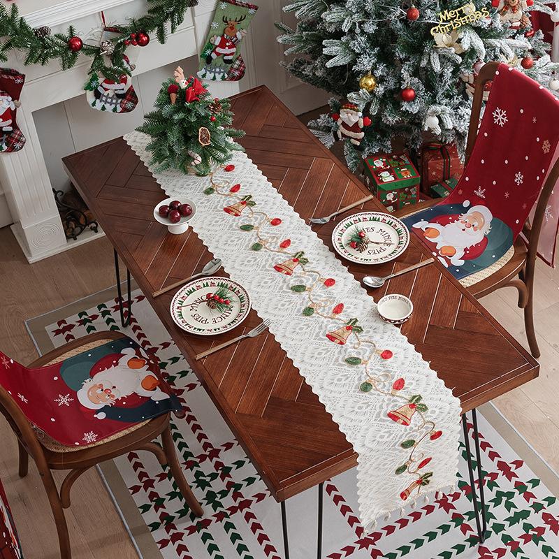Farmhouse table runner coffee table decor luxury vintage Embroidered for Kitchen Coffee Dining Table Rustic Lace Macrame