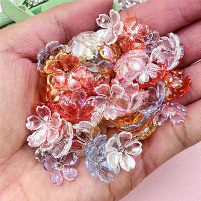 Neue 100PCS Armbänder Halskette Hohe Qualität Lose Perlen Mode Für Schmuck Machen DIY Galsang Blume Acryl 14,7mm Ohrringe
