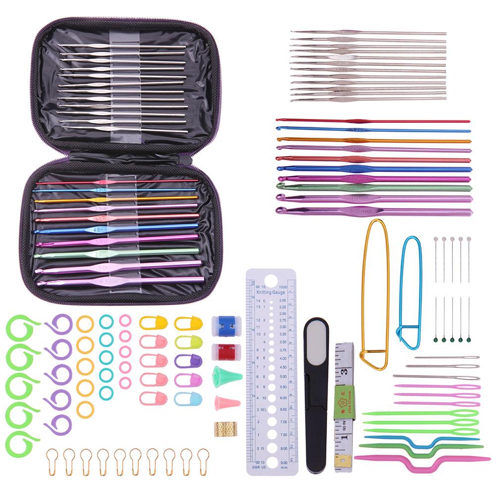22pcs Yarn Crochet Needles Set Handmade Needles Yarn Tool Set Portable Practical Stainless Steel  Knitted Craft Kit