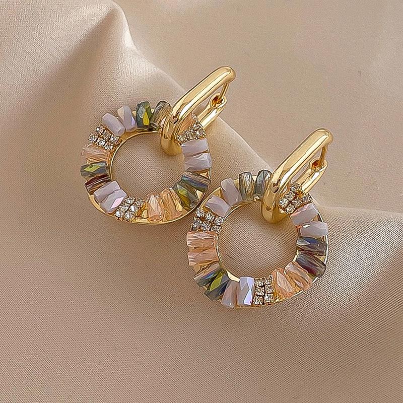 Vintage Zircon Hoop Earrings: European-American Style, Versatile High-End Fashion for Women