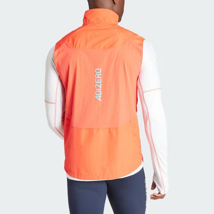 Adidas Adizero Half-Zip Running Vest With Logo Print Men Vests Orange IL1463