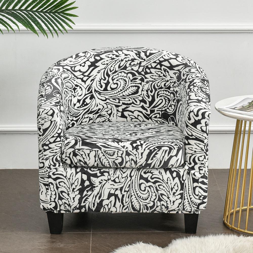 Velvet Club Chair Cover 2pcs/Set Tub Sofa Cover Small Round Sofa Slipcovers for Living Room Couch Cover With Seat Cushion Covers