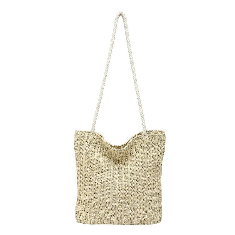 Halm stor kapacitet mode mamma och barnväska vår och sommar ny avslappnad flätad trend enkel axel bärbar toteväska