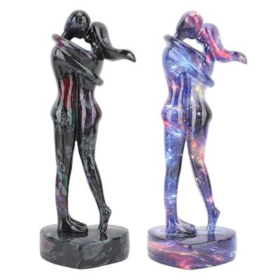 Resin Lovers Statue Exquisite Elegant Romantic Desktop Couple Figurine for Home Office Entry