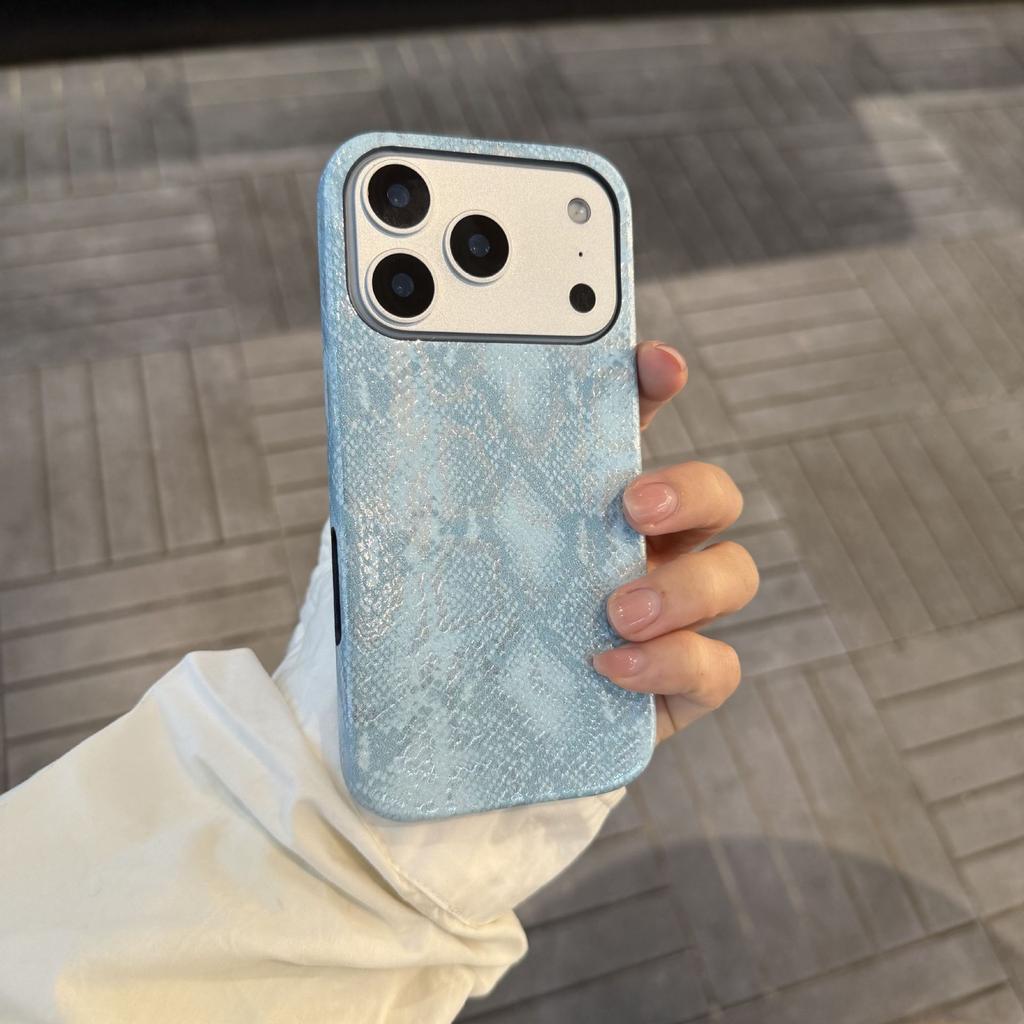 Python Leather Pattern Is Suitable for iPhone17Promax Mobile Phone Case Apple 16 Three Packs 15 Ultra-thin 14/13 Retro Pu.