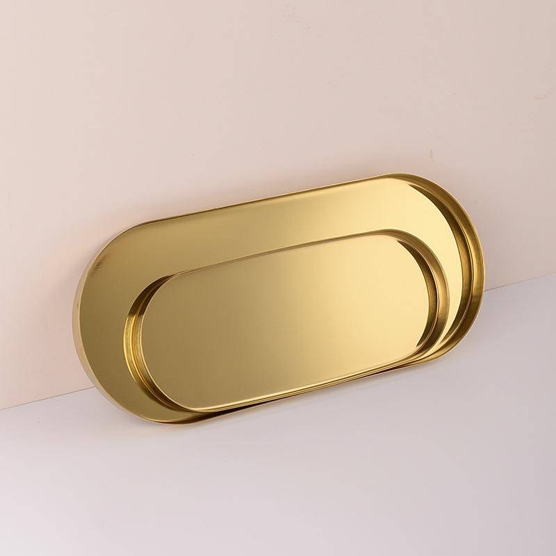 Luxury Stainless Steel Oval Jewelry and Cosmetics Tray