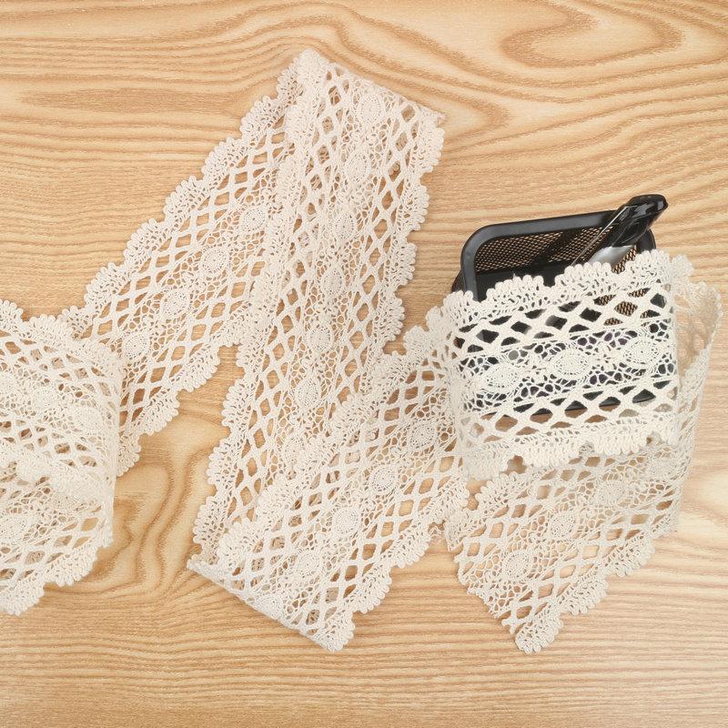 

Кружевные Аксессуары из Хлопчатобумажной Пряжи с Широким Краем Декоративная Кружевная Лента Ажурная Лента Белая Отделка Лента с Печатным Узором 91018