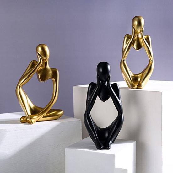 3 Pcs Resin Thinker Style Abstract Statue Collectible Thinking Figure Sculpture for Home Office Bookshelf Desktop Decor